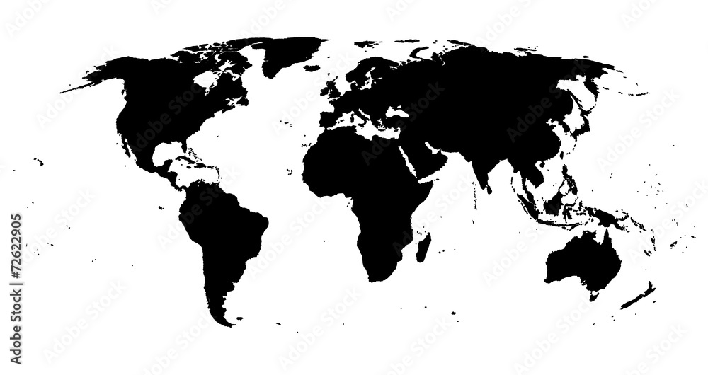 Fototapeta premium Black isolated World map EPS8 vector file