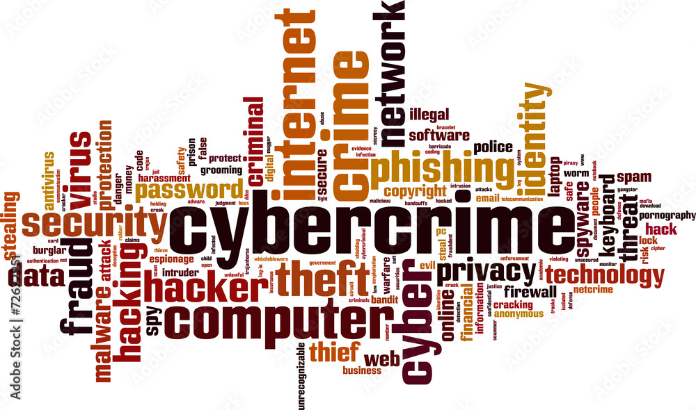 Cybercrime word cloud concept. Vector illustration Cybercrime word cloud concept. Vector illustration