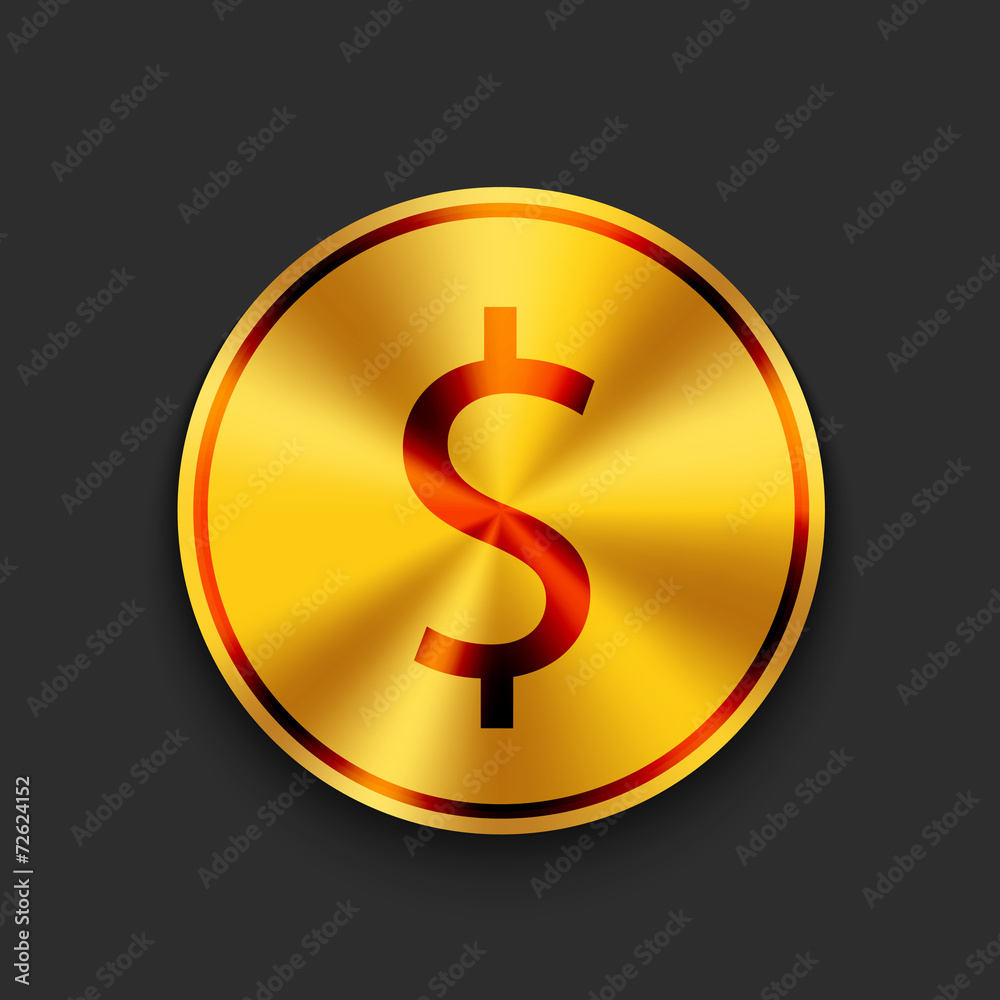vector modern gold dollar on dark background. vector modern gold dollar on dark background.