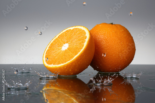 Orange and water drops