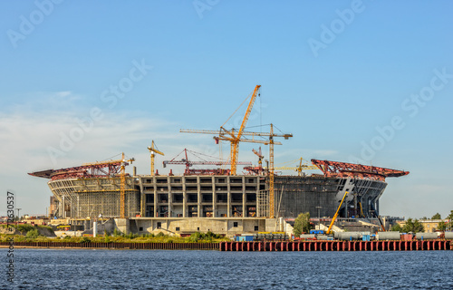 Construction of football stadium