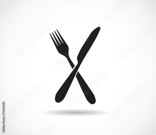 Knife and fork crossed icon vector,