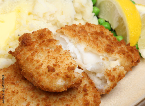 Cuadro en lienzo Breaded Haddock Fish Fillets