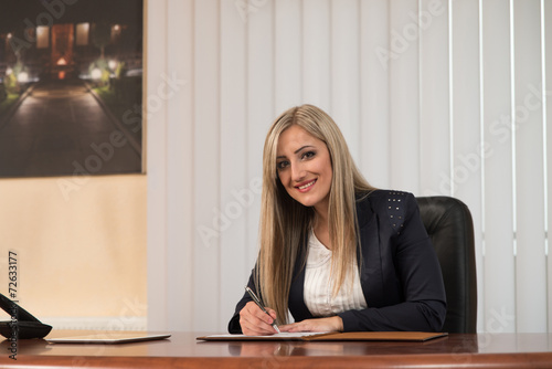 Businesswoman Working With Documents In The Office