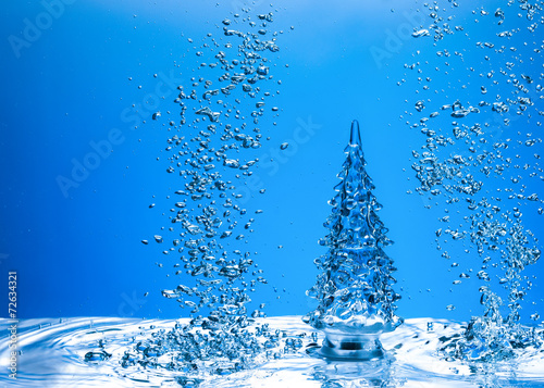 christmas tree on blue background