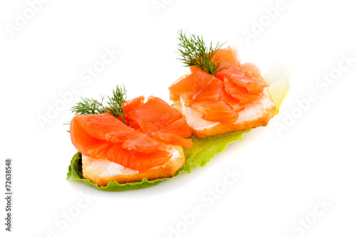 Sandwiches with salmon fillet