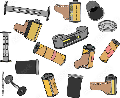 Hand drawn vector illustrations. Film