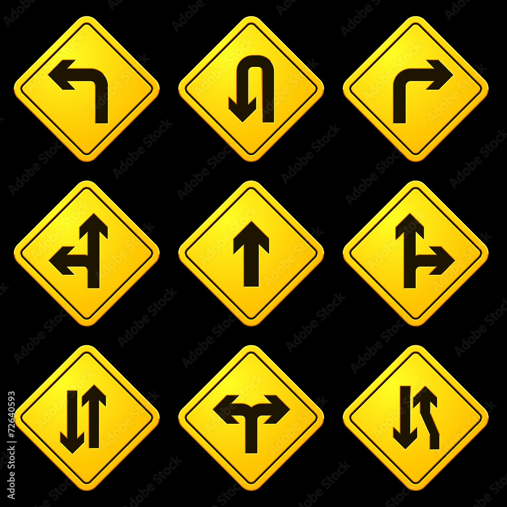 Directional Arrows Yellow Signs 01 Directional Arrows Yellow Signs 01