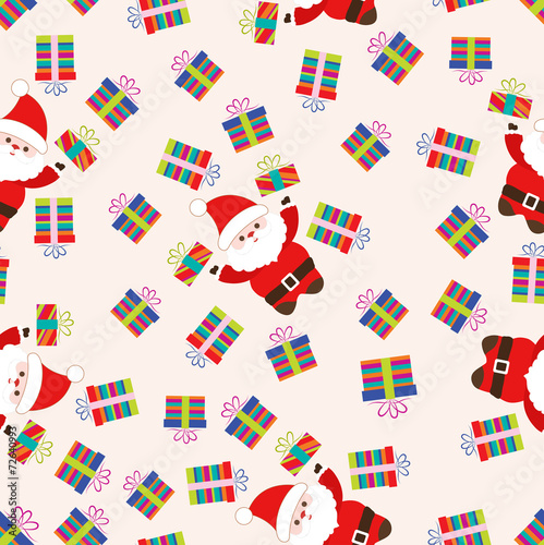 christmas seamless pattern with santa claus and gifts