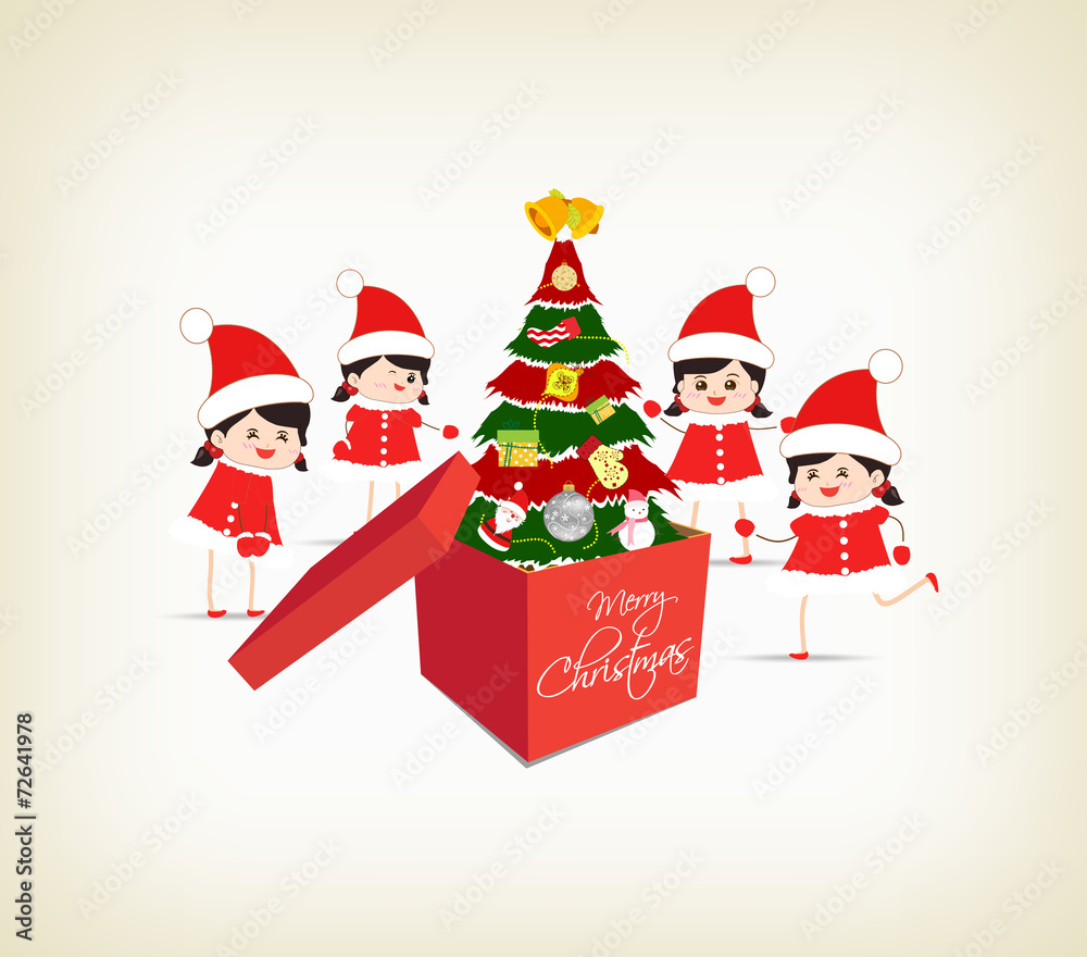 christmas tree gift boxes and kids greeting card christmas tree gift boxes and kids greeting card