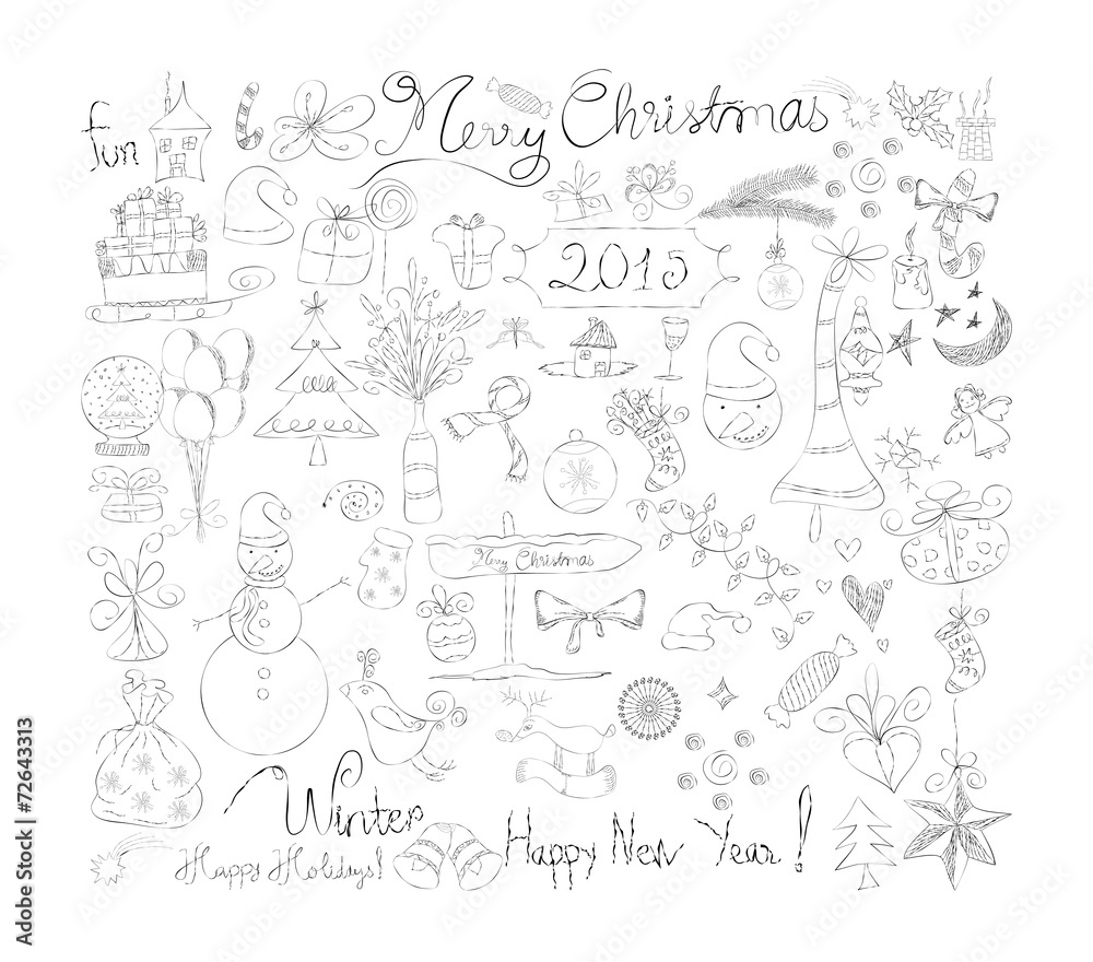 Merry Christmas Signs doodle Collection