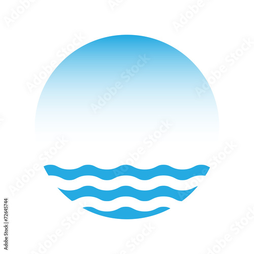 Blue water and sky, vector logo