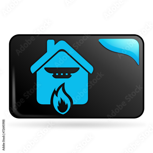 détection incendie sur bouton web rectangle bleu