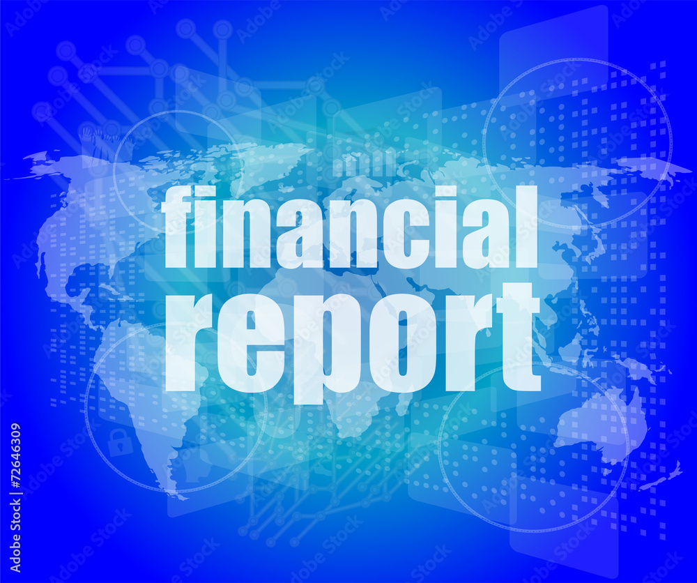 financial report word on digital screen, mission control financial report word on digital screen, mission control