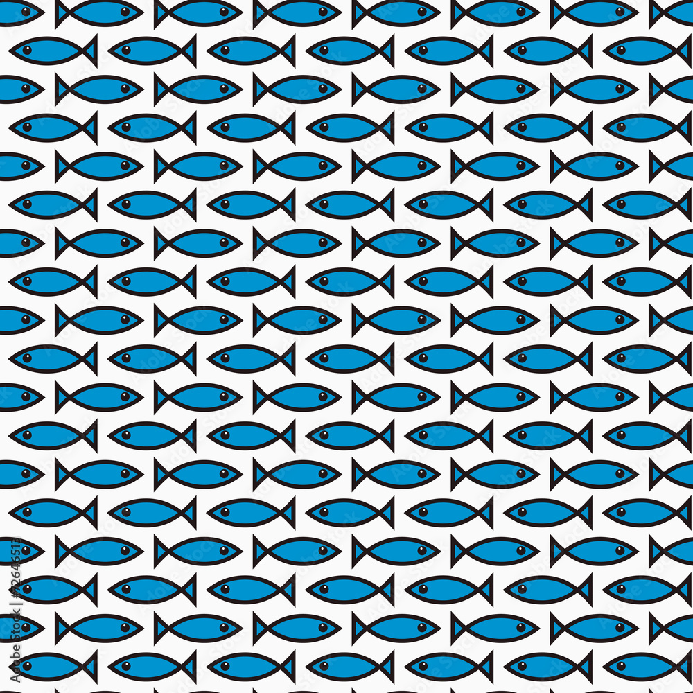 Fish pattern / Abstract seamless vector texture with drawing fish/ Vector  pattern / Vector texture. Wallpaper, cloth design, fabric, paper, cover,  textile. Hand Drawn texture with blue fish. Stock Illustration