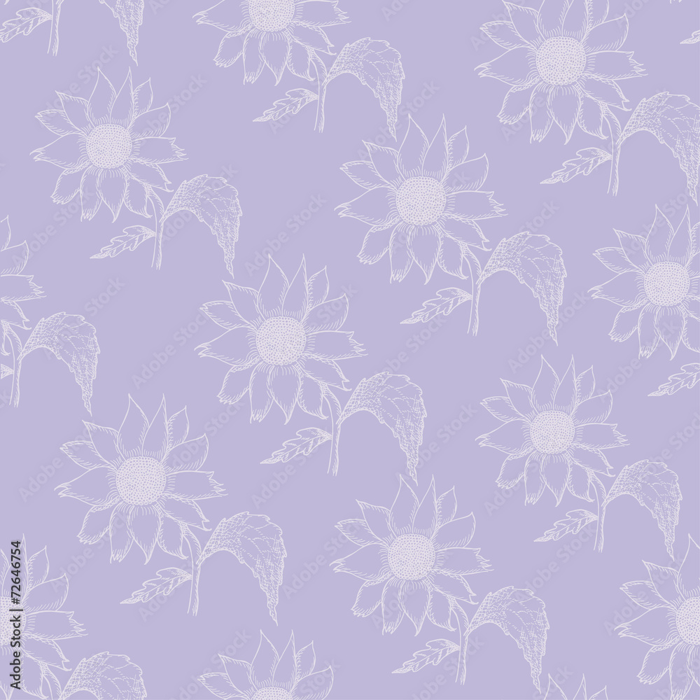 Obraz premium Seamless pattern with sunflowers