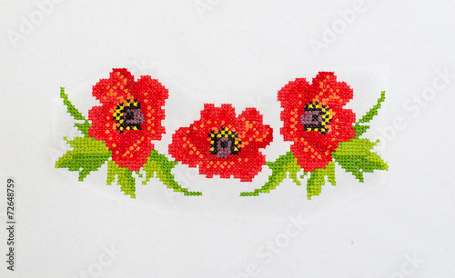 embroidered cross-stitch flowers on canvas patterns 
