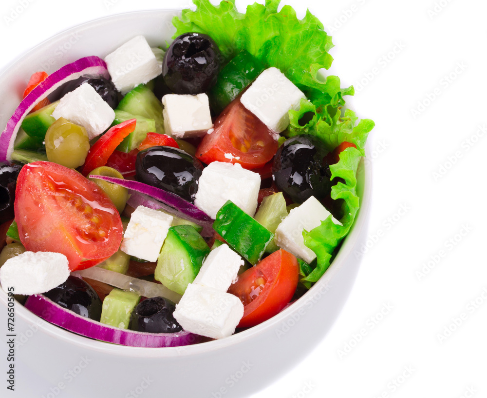 Greek salad in plate.