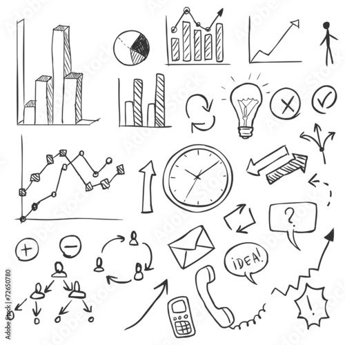 Vector Set of Sketch Business Infographic Doodles