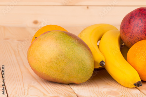 Colorful festive assortment of mango and bananas