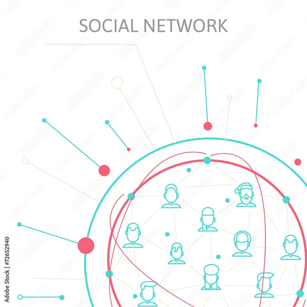 Naklejka premium Social Media Circles, Network Illustration, Vector, Icon