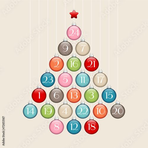 Advent Calendar Christmas Tree Balls Retro