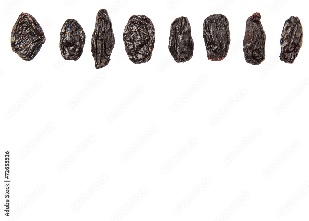 Fototapeta premium Black raisin over white background