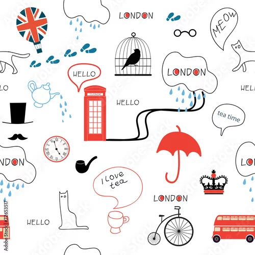 Tapety ręcznie rysowane wzór angielski linii na białym tle