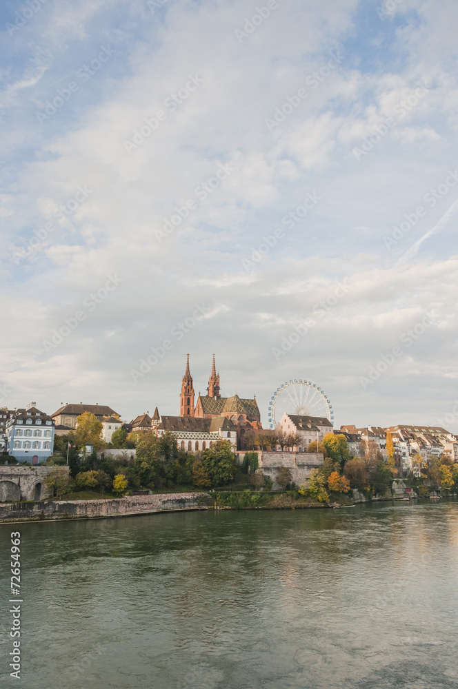 Basel, Basler Münster, Altstadt, Pfalz, Rhein, Herbst, Schweiz