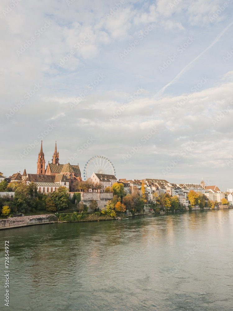 Basel, Altstadt, Basler Münster, Rhein, Ufer, Herbst, Schweiz