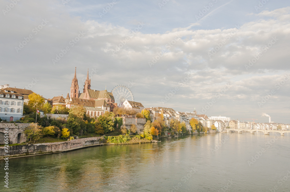 Basel, historische Altstadt, Münster, Rhein, Herbst, Schweiz