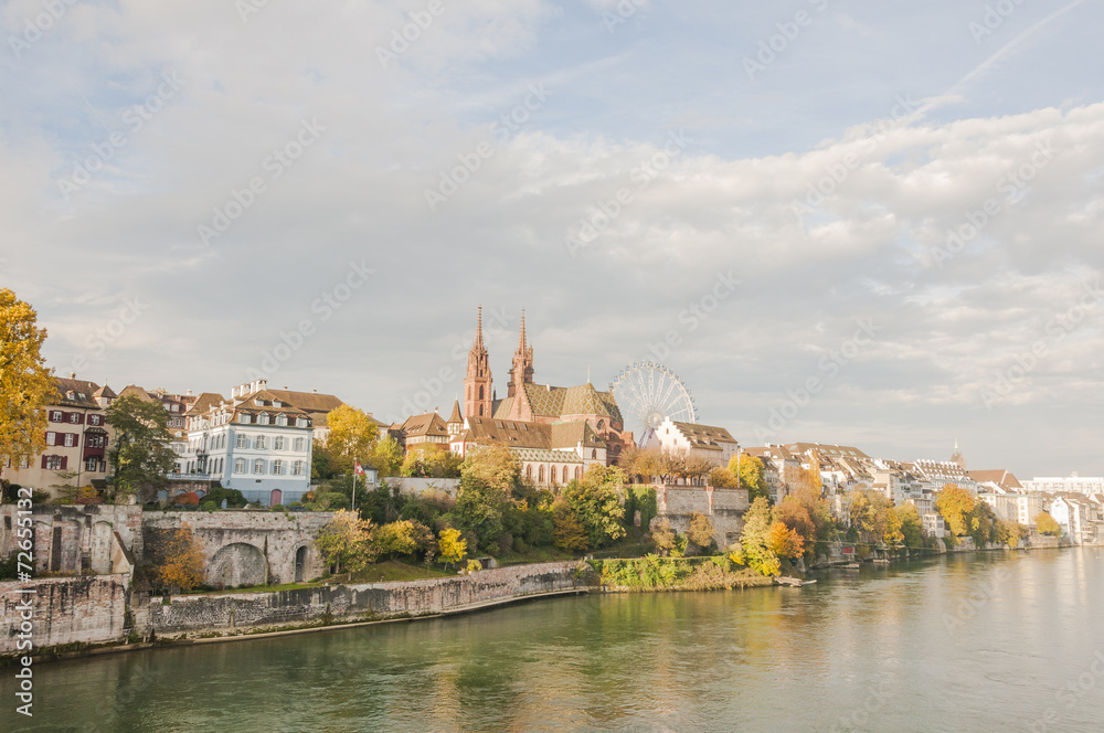 Basel, Altstadt, Morgensonne, Rhein, Herbst, Schweiz
