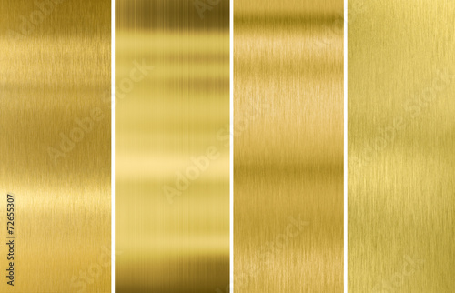 Gold or brass brushed metal texture backgrounds set