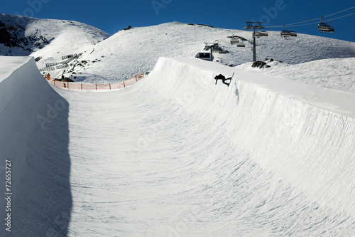 Snowboard and ski park at Kitzsteinhorn ski resort, Austria photo