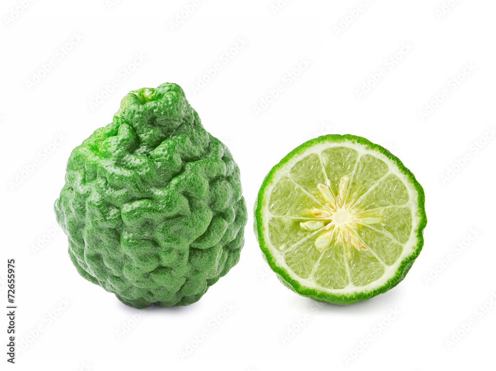 kaffir Lime or Bergamot fruit on white background kaffir Lime or Bergamot fruit on white background