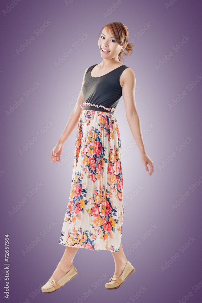 Attractive Asian woman with maxi dresses Attractive Asian woman with maxi dresses
