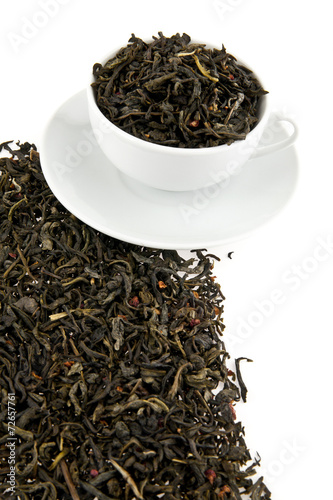 black tea leaves in a cup