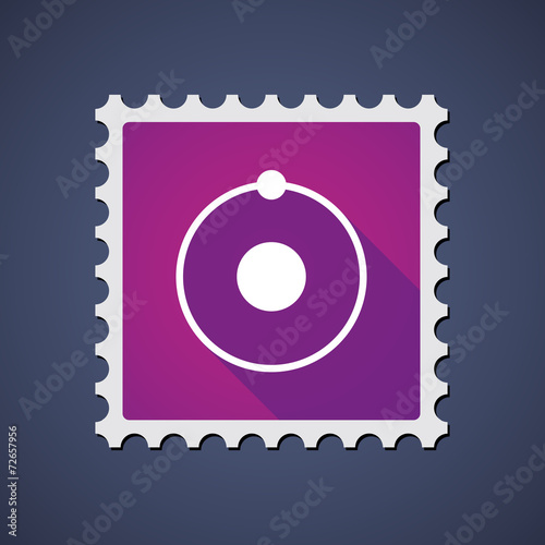 Mail stamp with an atom