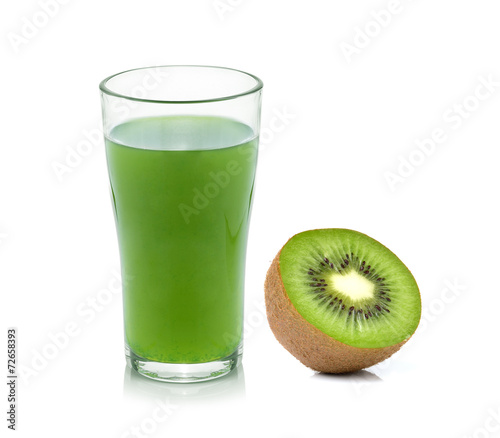 Kiwi fruit juice isolated on white background