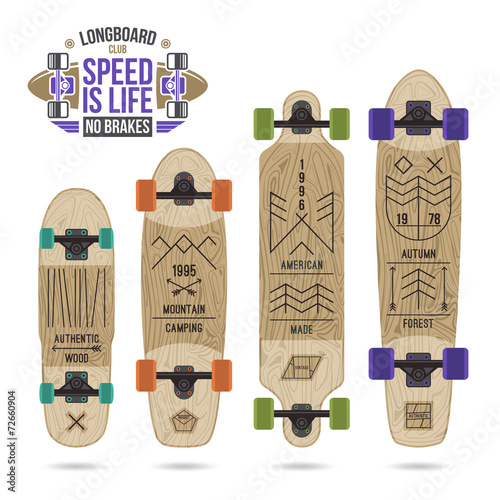 Set of prints on longboard