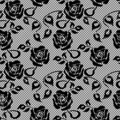 black lace seamless pattern on white background
