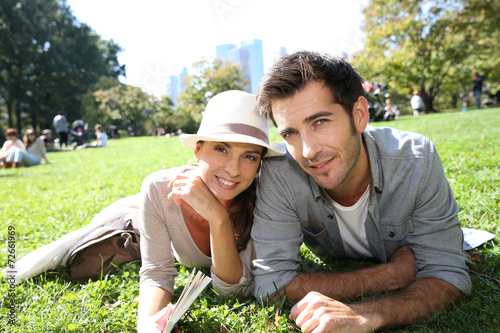 Couple relaxing in Central Park, New york City
