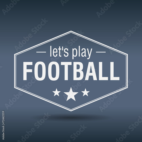 lets play football hexagonal white vintage retro style label