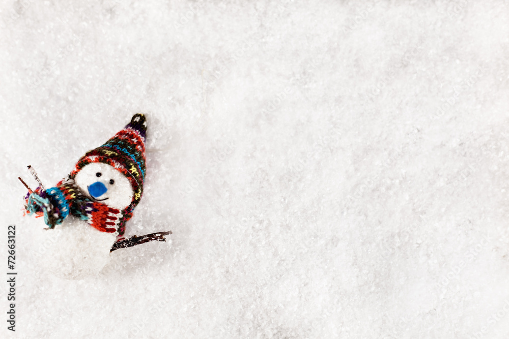 Snowman On Snowy Background