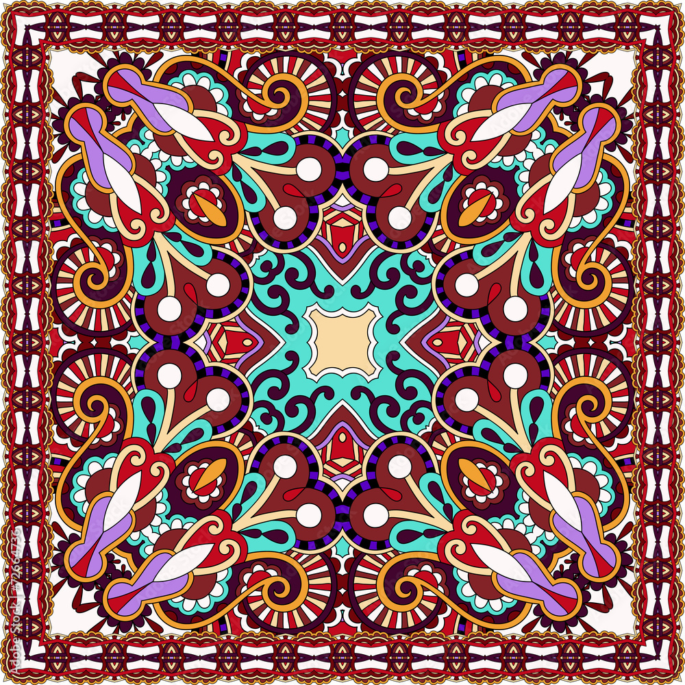 Traditional ornamental floral paisley violet colour bandanna Traditional ornamental floral paisley violet colour bandanna
