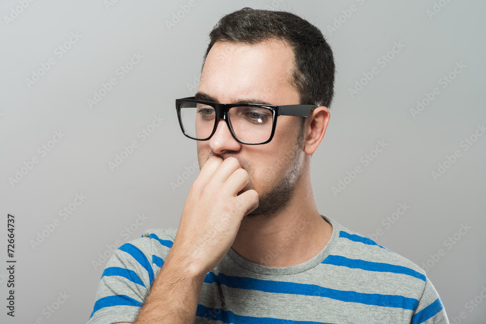 profile of a young business man thinking profile of a young business man thinking