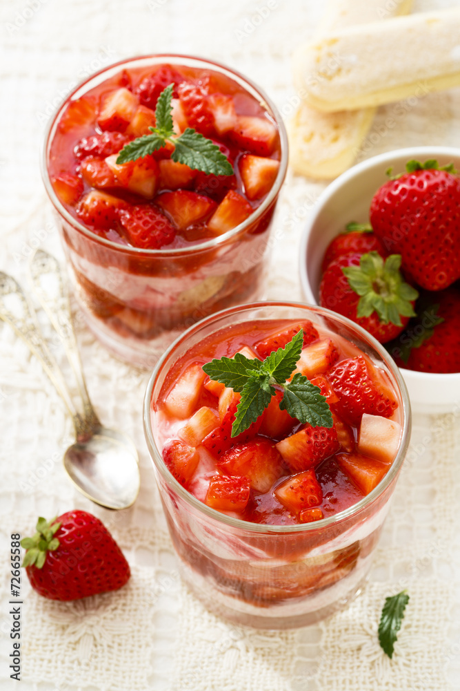 Strawberry dessert with fresh berries Strawberry dessert with fresh berries