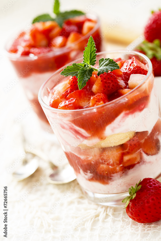 Strawberry dessert with fresh berries Strawberry dessert with fresh berries