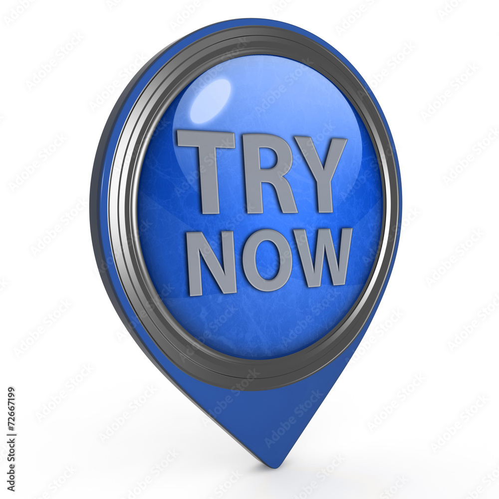 Try now pointer icon on white background Try now pointer icon on white background