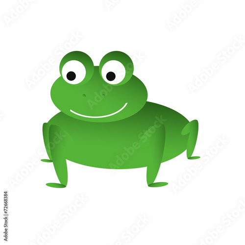 Illustration of an isolated green smiling frog